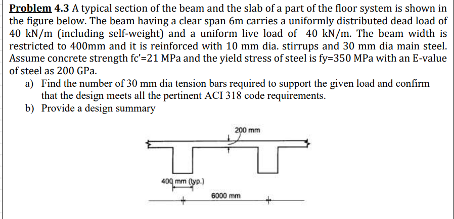 Problem 4 . 3 A typical section of the beam and
