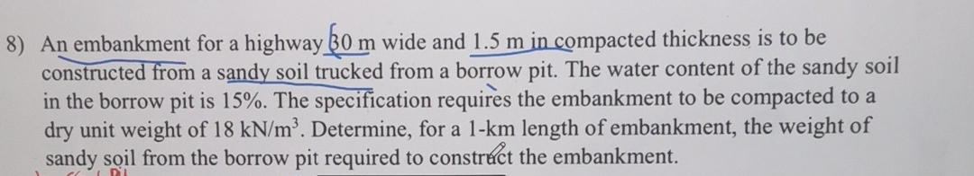 Explain how to solve An embankment for a highway