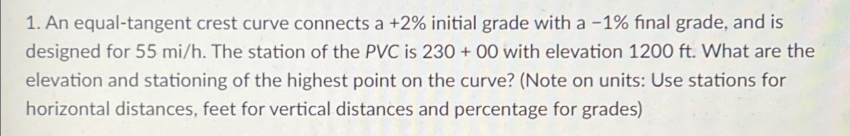 An equal - tangent crest curve connects a + 2 %