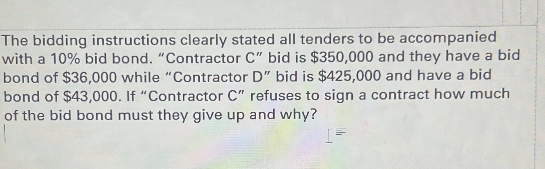 The bidding instructions clearly stated all