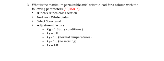 What is the maximum permissible axial seismic
