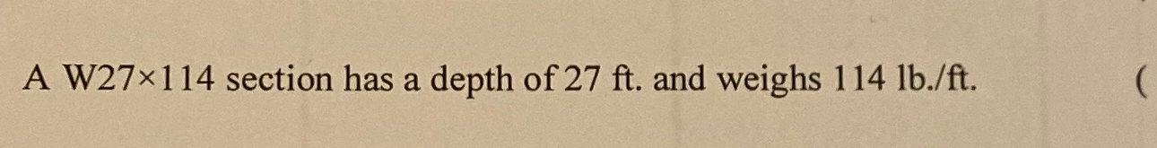 A W 2 7 \ times 1 1 4 section has a depth of 2 7