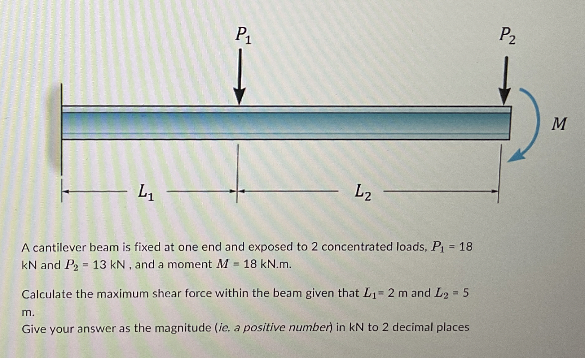 A cantilever beam is fixed at one end and exposed