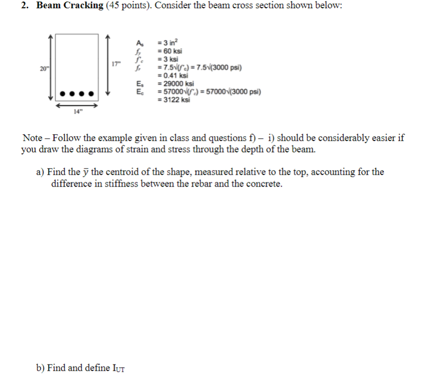 Beam Cracking ( 4 5 points ) . Consider the beam