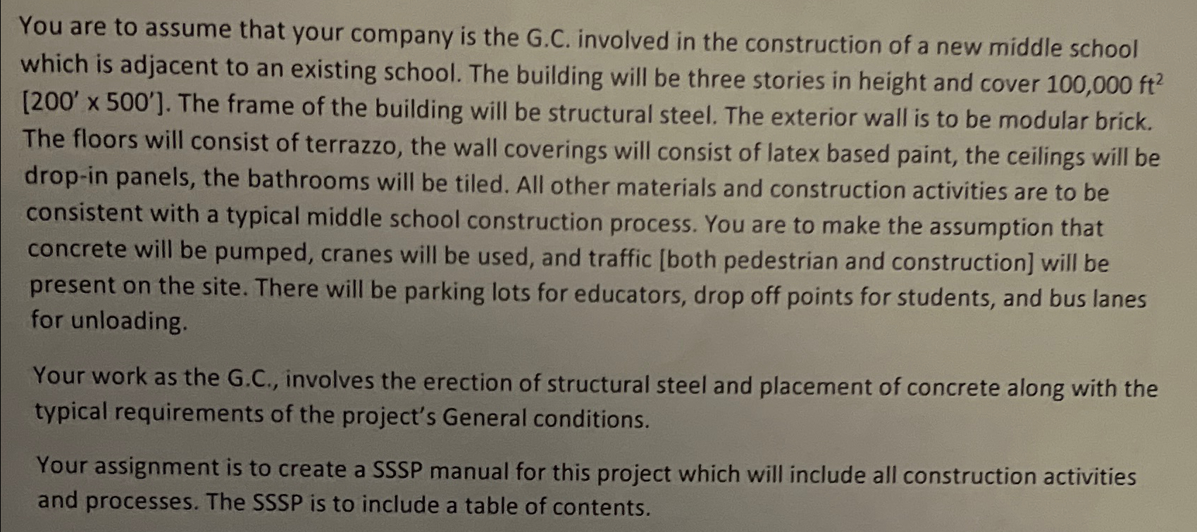 You are to assume that your company is the G . C