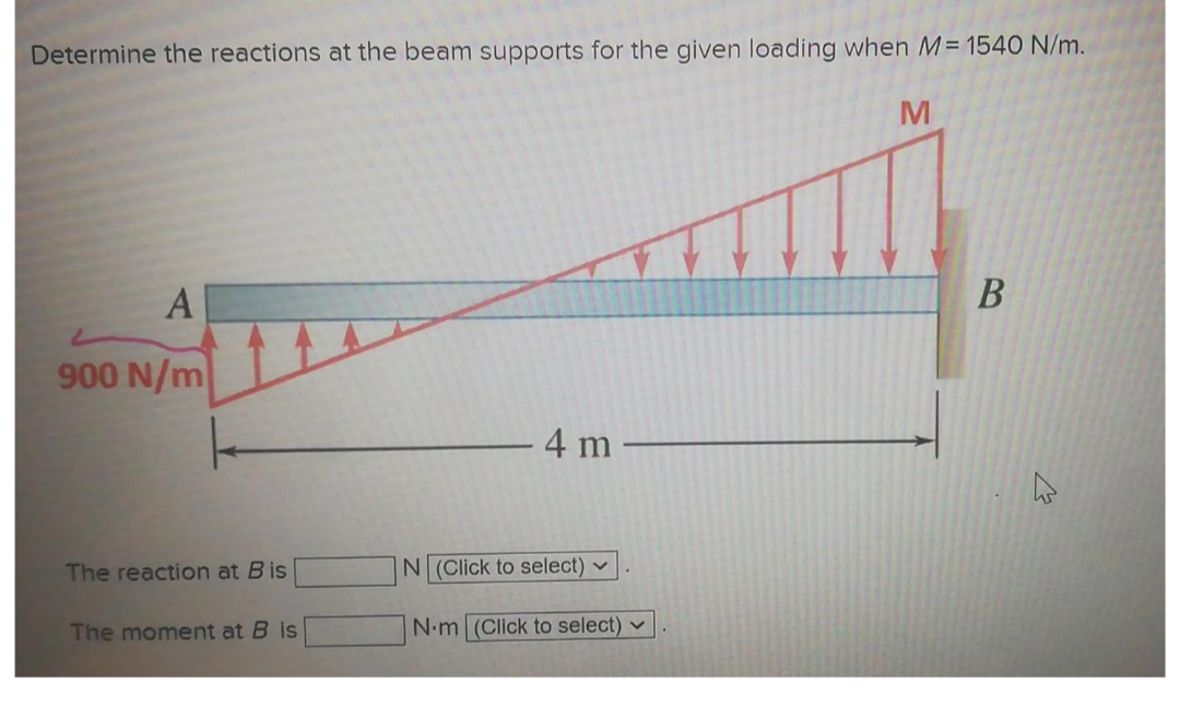 Determine the reactions at the beam supports for