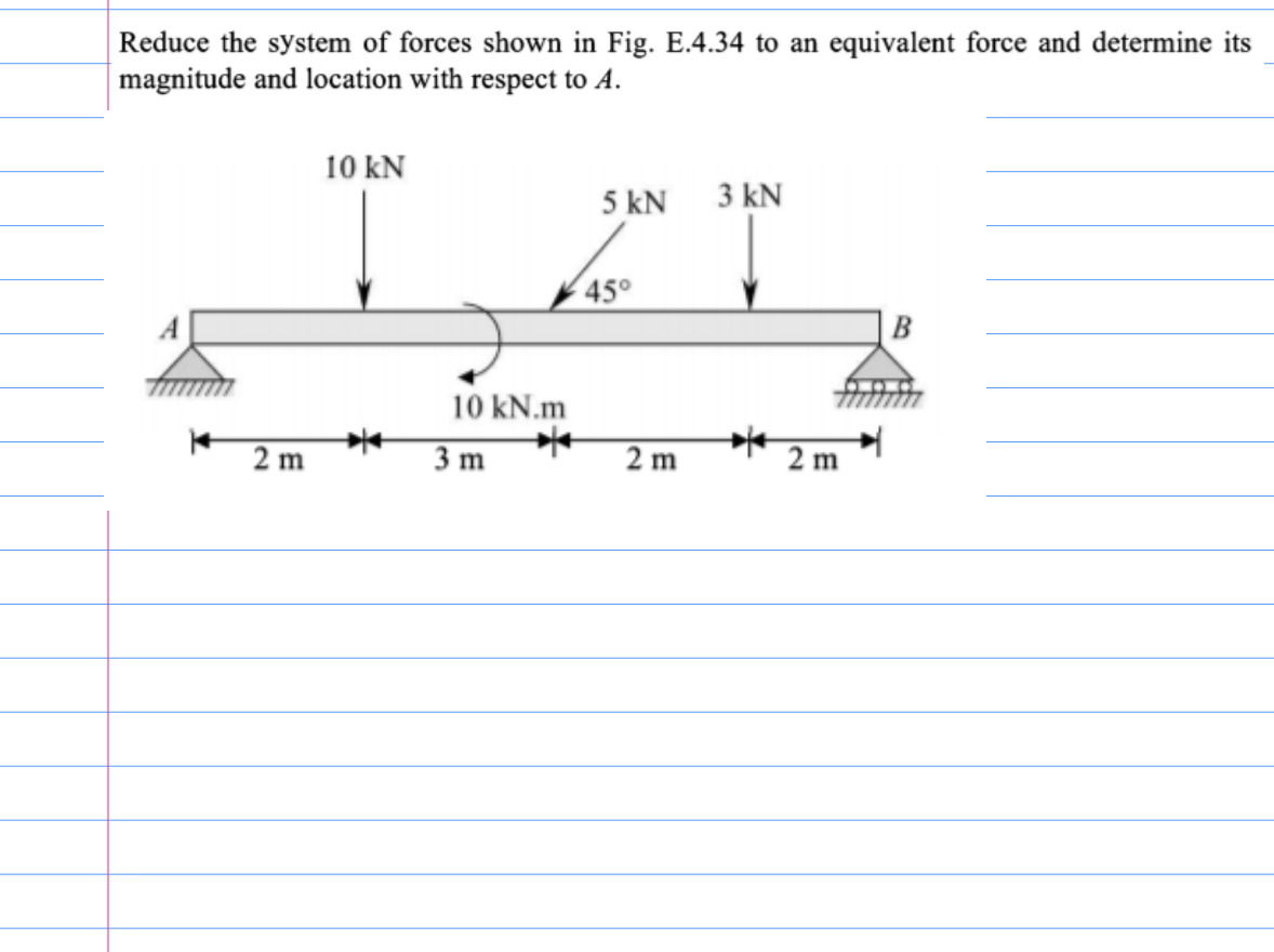 Reduce the system of forces shown in Fig. E . 4 .