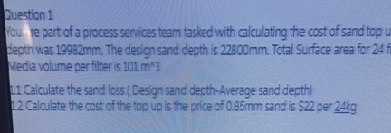 Question 1 lou re part of a process services team