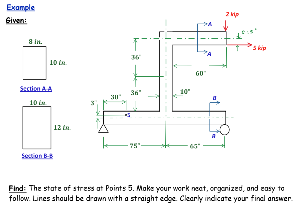Example Given: Section A - A Section B - B Find: