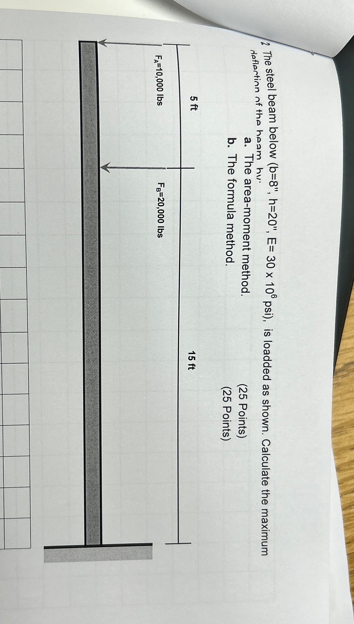 2 The steel beam below ( b = 8 ' ' , h = 2 0 ' '