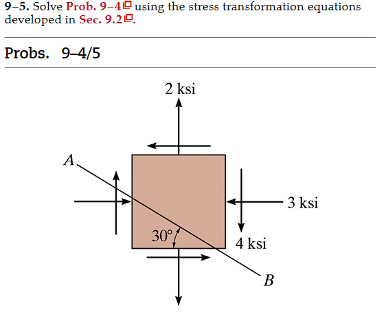 9 - 4 5 Solve Prob 9 - 5 using Mohr's circle. 9 -