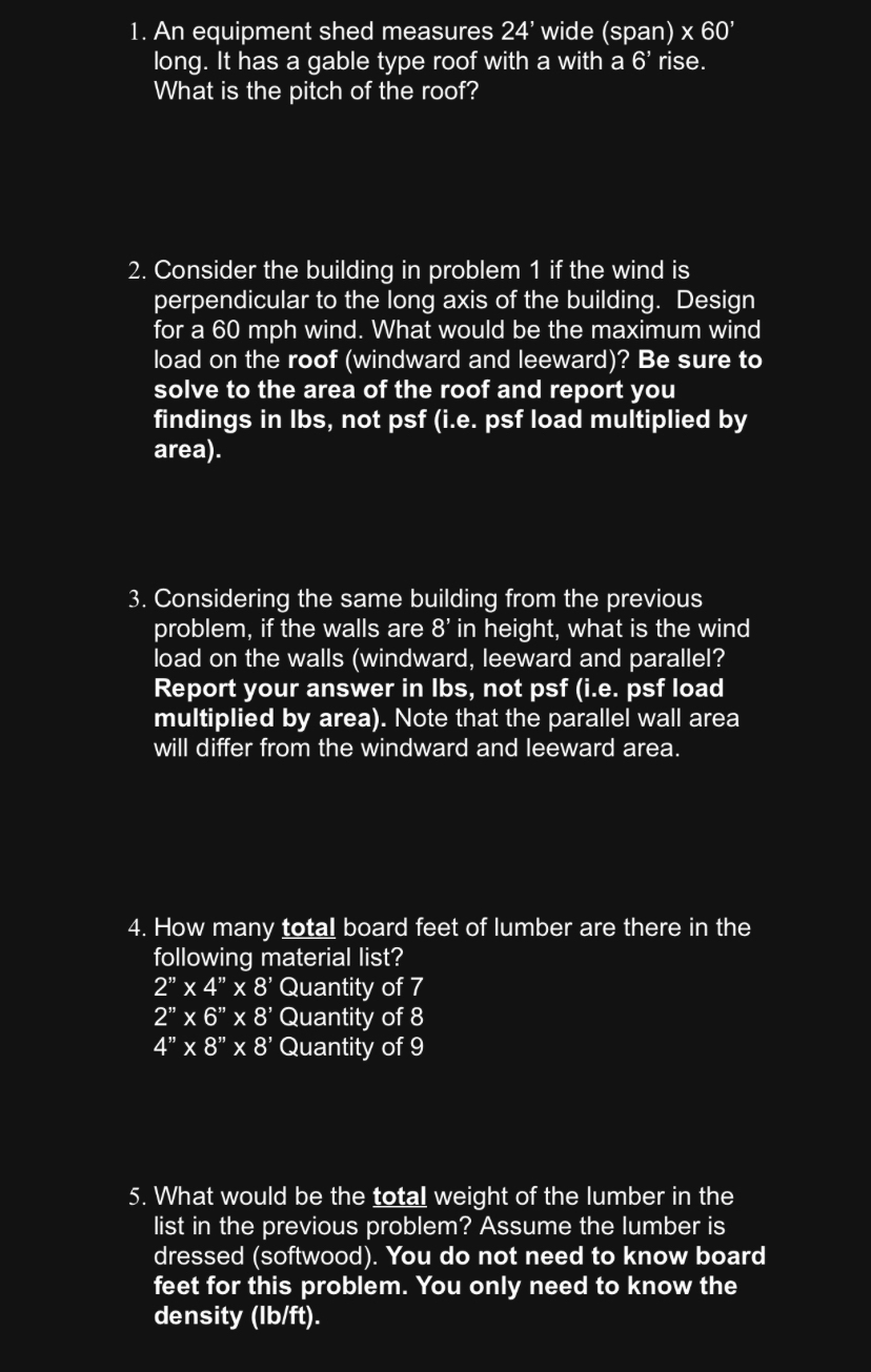 An equipment shed measures 2 4 ' wide ( span ) x