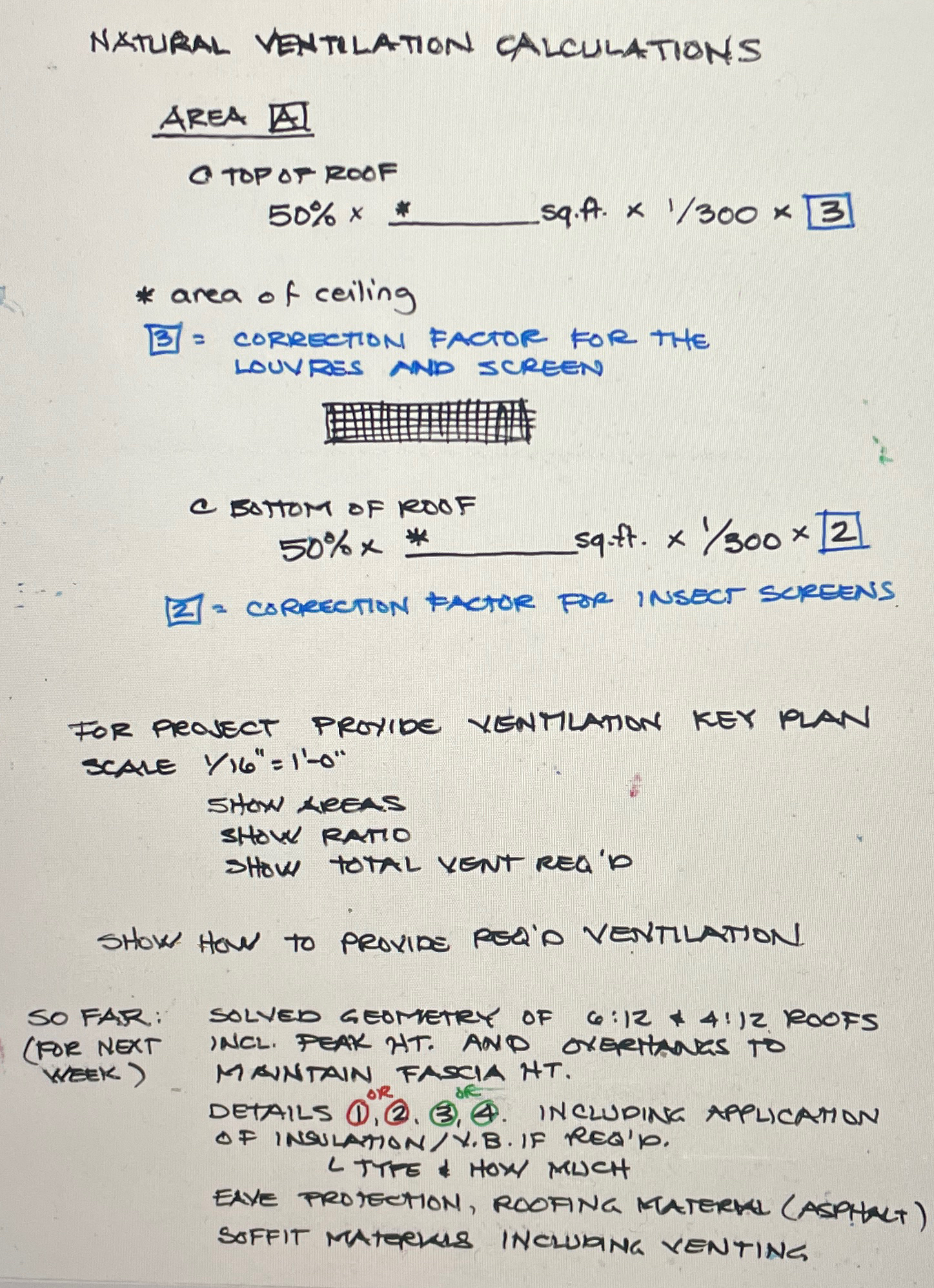 NATURAL VENTILATION CALCULATIONS AREA A O TOP OT