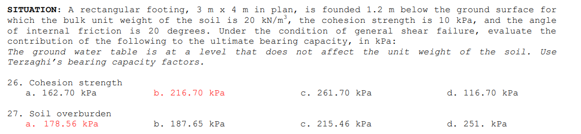 SITUATION: A rectangular footing, 3 m 4 m in
