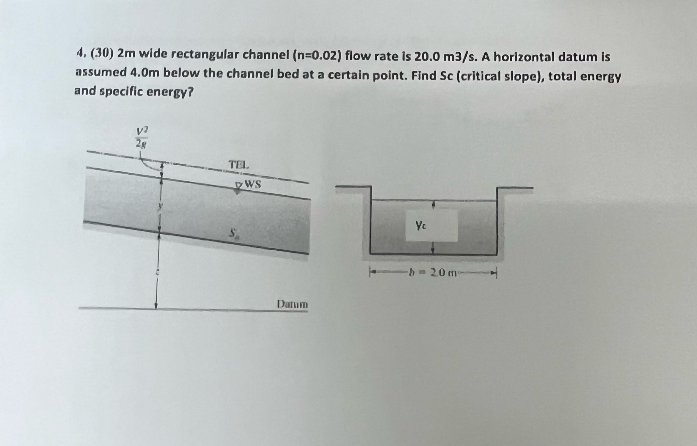 ( 3 0 ) 2 m wide rectangular channel ( n = 0 . 0
