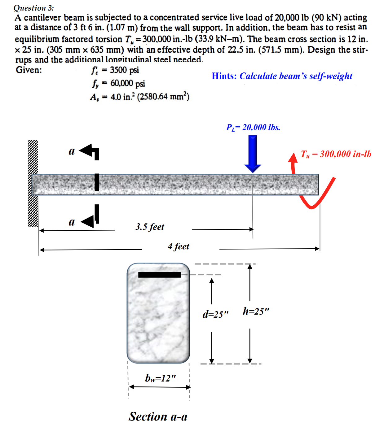 Question 3 : A cantilever beam is subjected to a