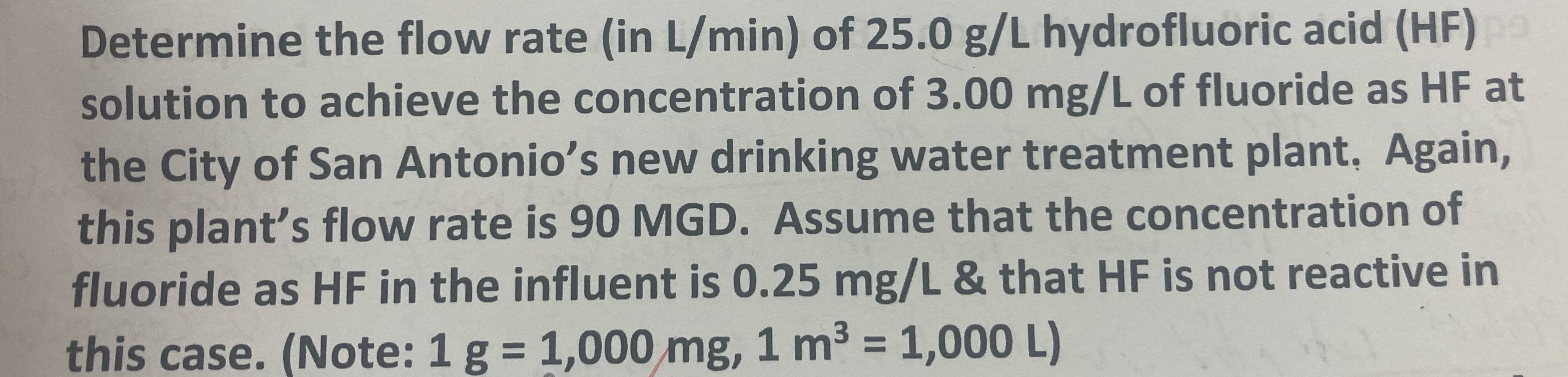 Determine the flow rate ( in L m i n ) of 2 5 . 0