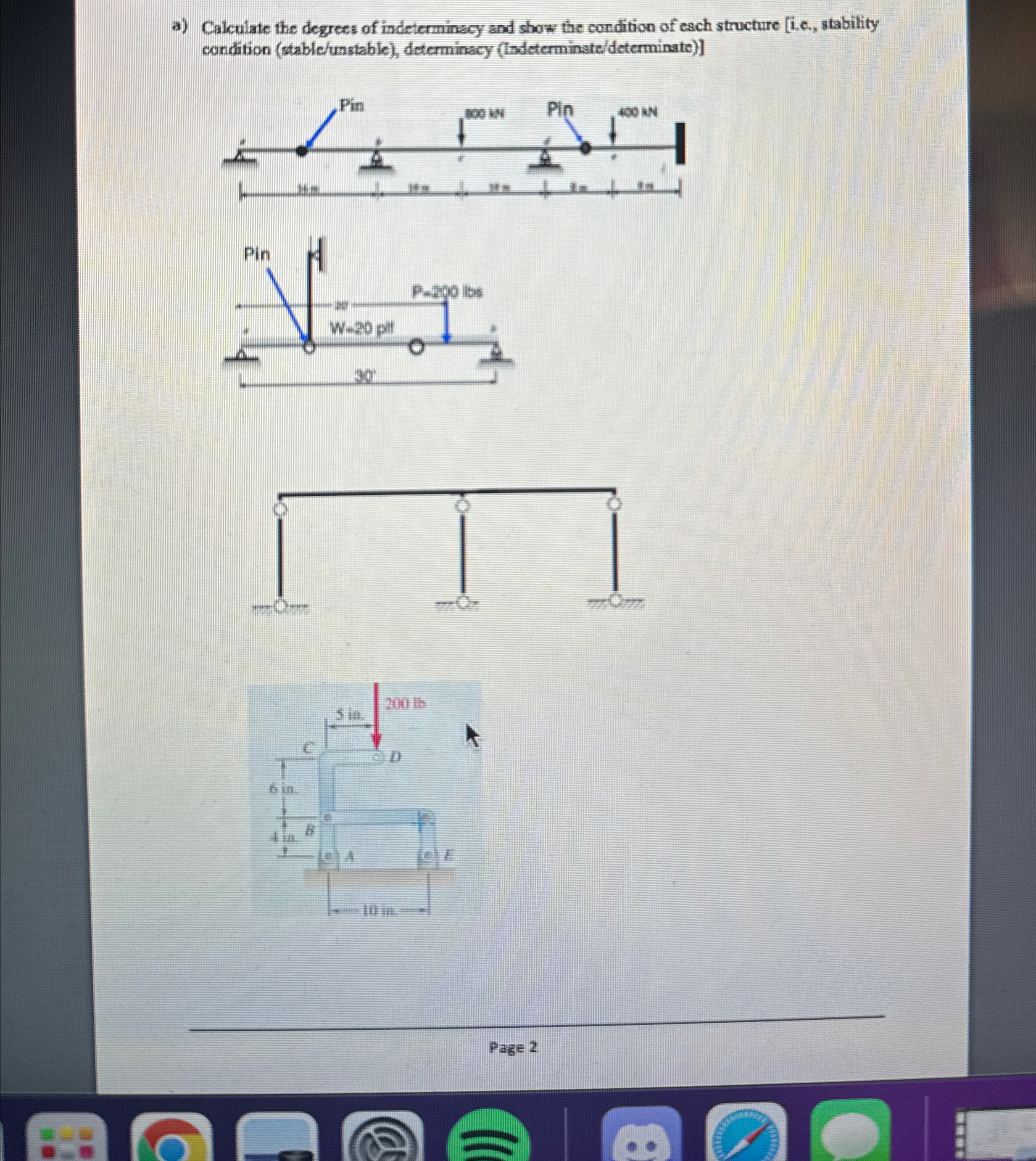 a ) Calculate the degrees of indeterminacy and