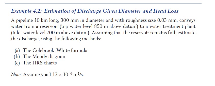 Example 4 . 2 : Estimation of Discharge Given
