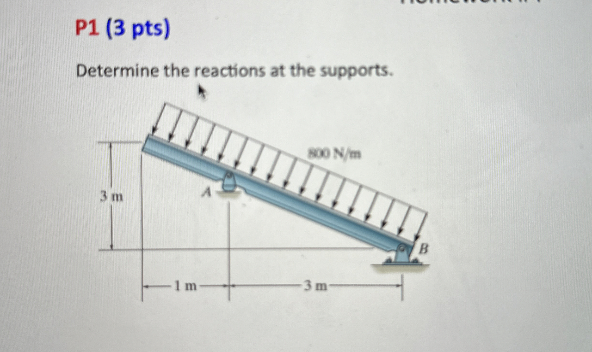 P 1 ( 3 pts ) Determine the reactions at the