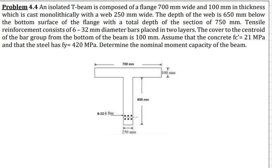 Problem 4 . 4 An isolated T - beam is composed of