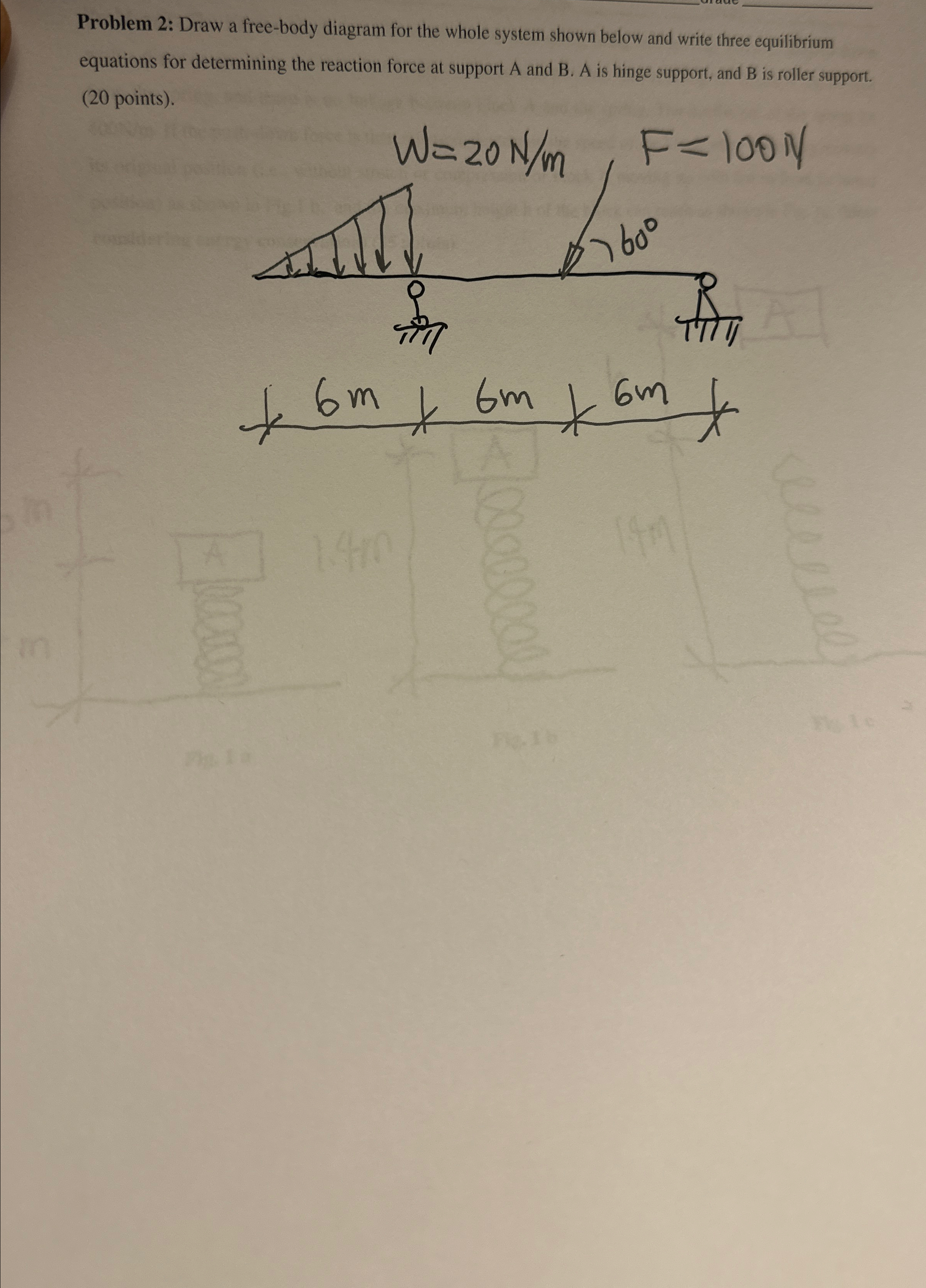 Problem 2 : Draw a free - body diagram for the