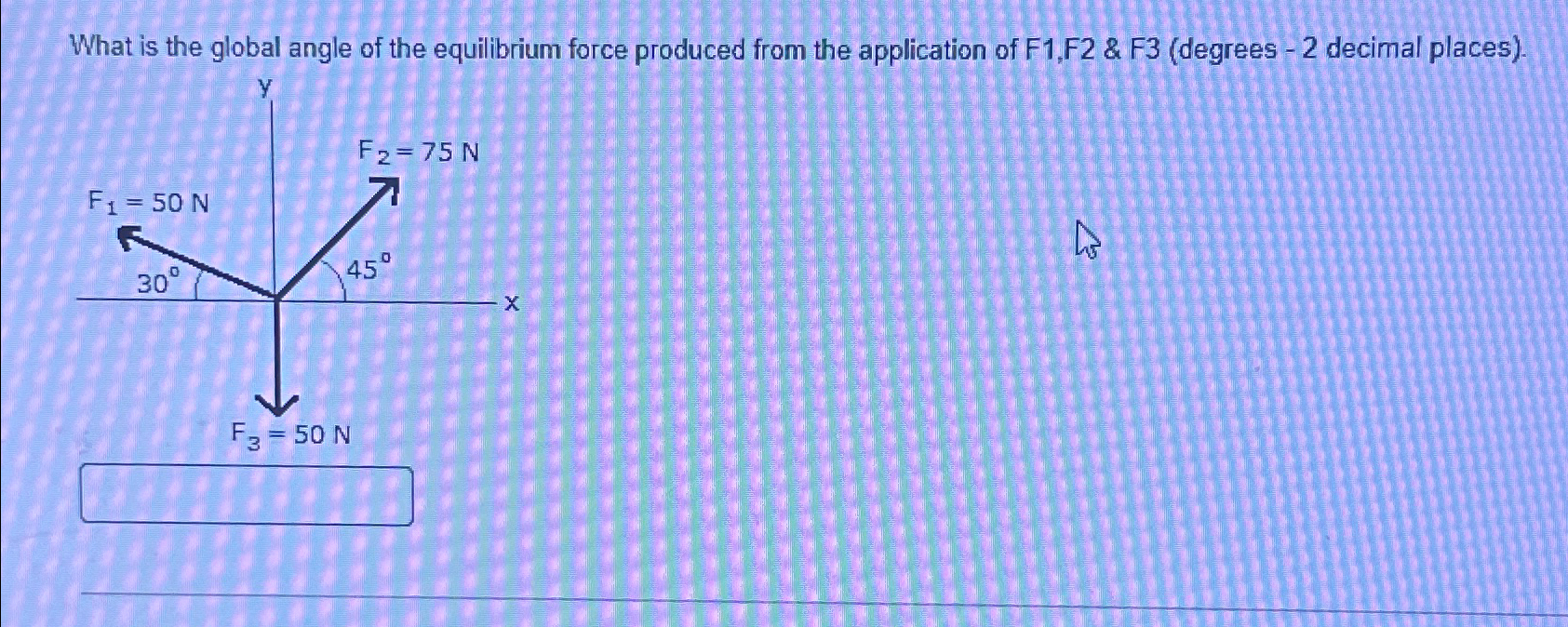 What is the global angle of the equilibrium force