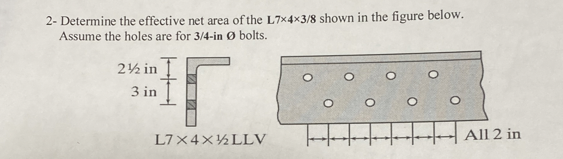 2 - Determine the effective net area of the L 7 4
