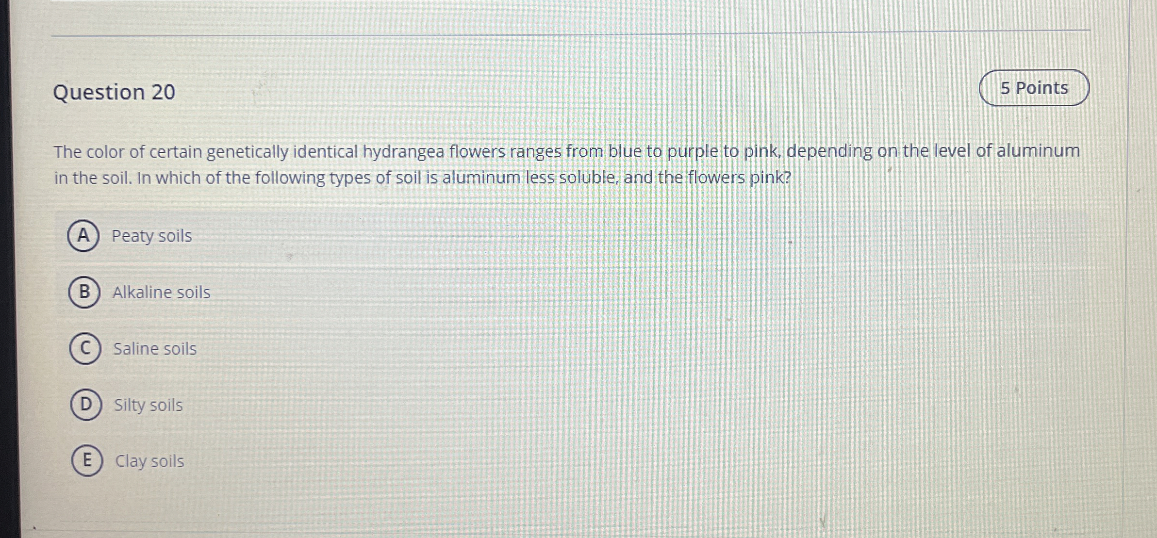 Question 2 0 The color of certain genetically