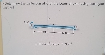Determine the deflection at C of the beam shown,