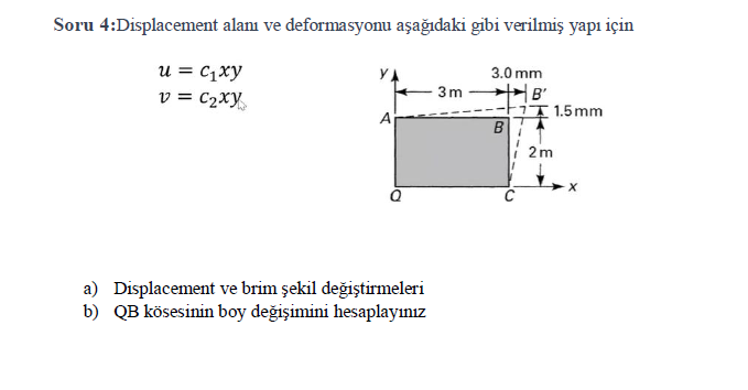 Soru 4 :Displacement alan ve deformasyonu a a