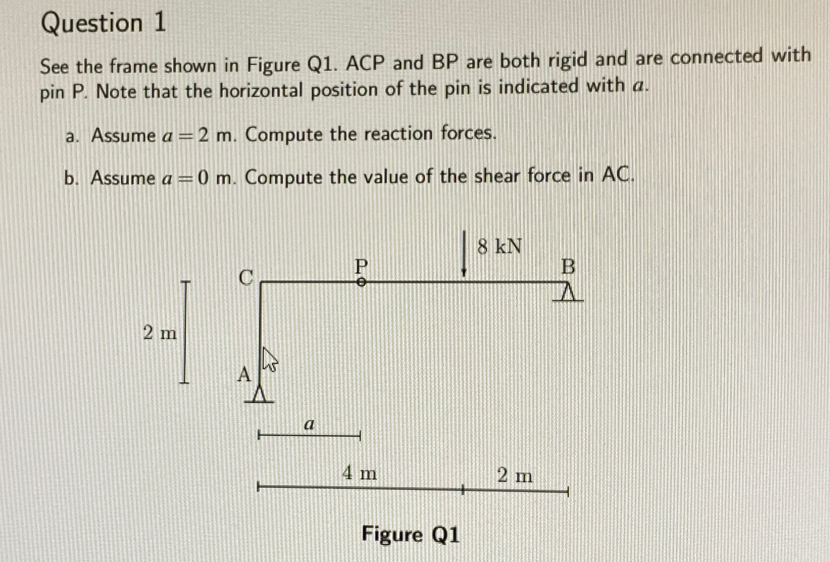 Question 1 See the frame shown in Figure Q 1 .