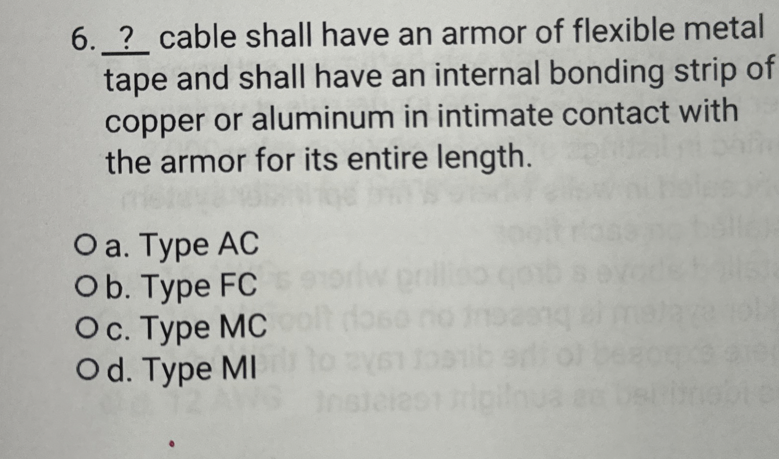 ? cable shall have an armor of flexible metal