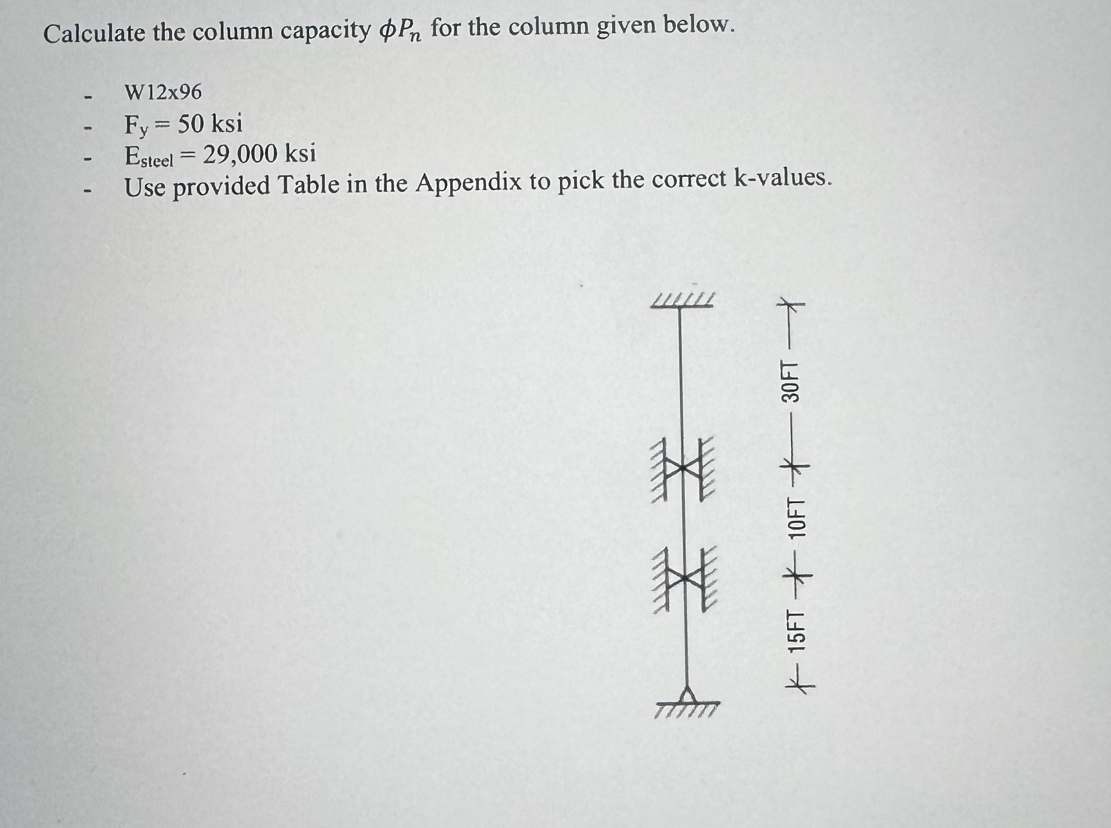 Calculate the column capacity P n for the column