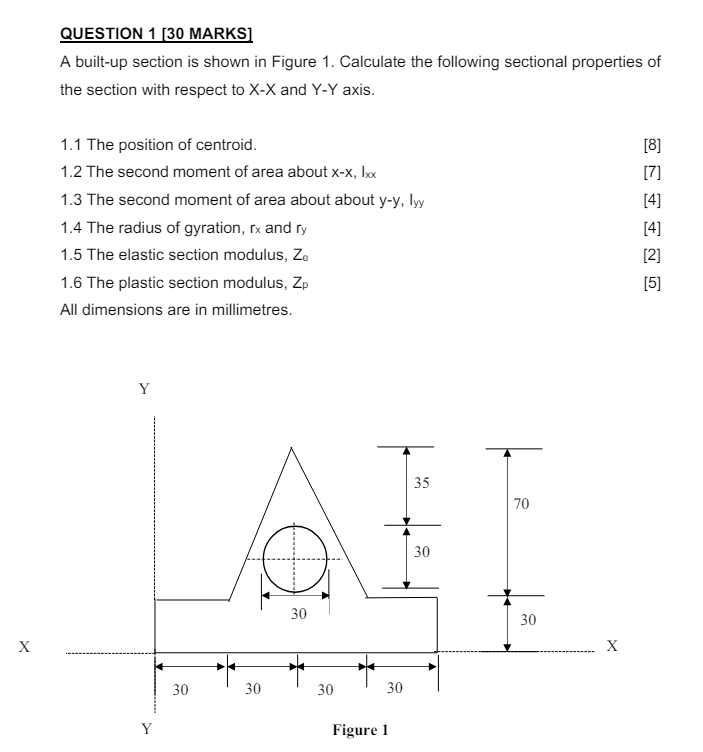 QUESTION 1 [ 3 0 MARKS ] A built - up section is