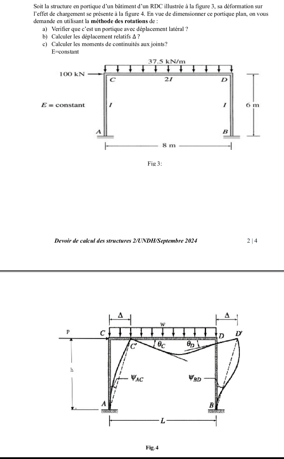 Soit la structure en portique d'un b timent d'un