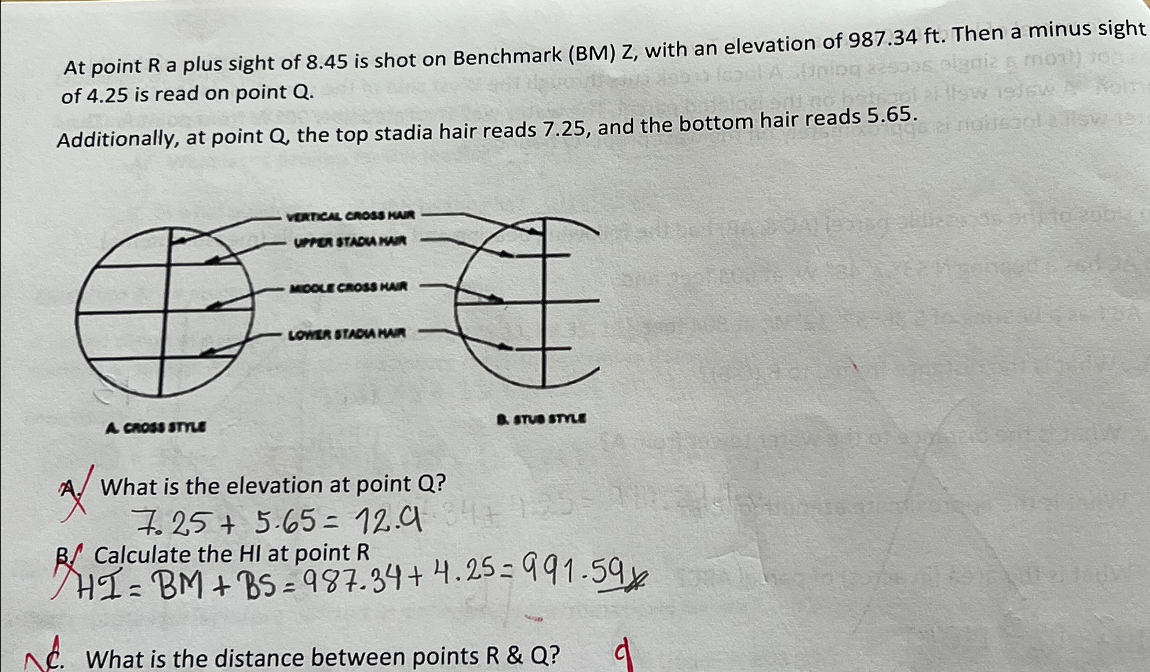 At point R a plus sight of 8 . 4 5 is shot on