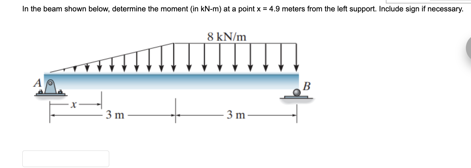 Find the left hand support reaction, in kN , of