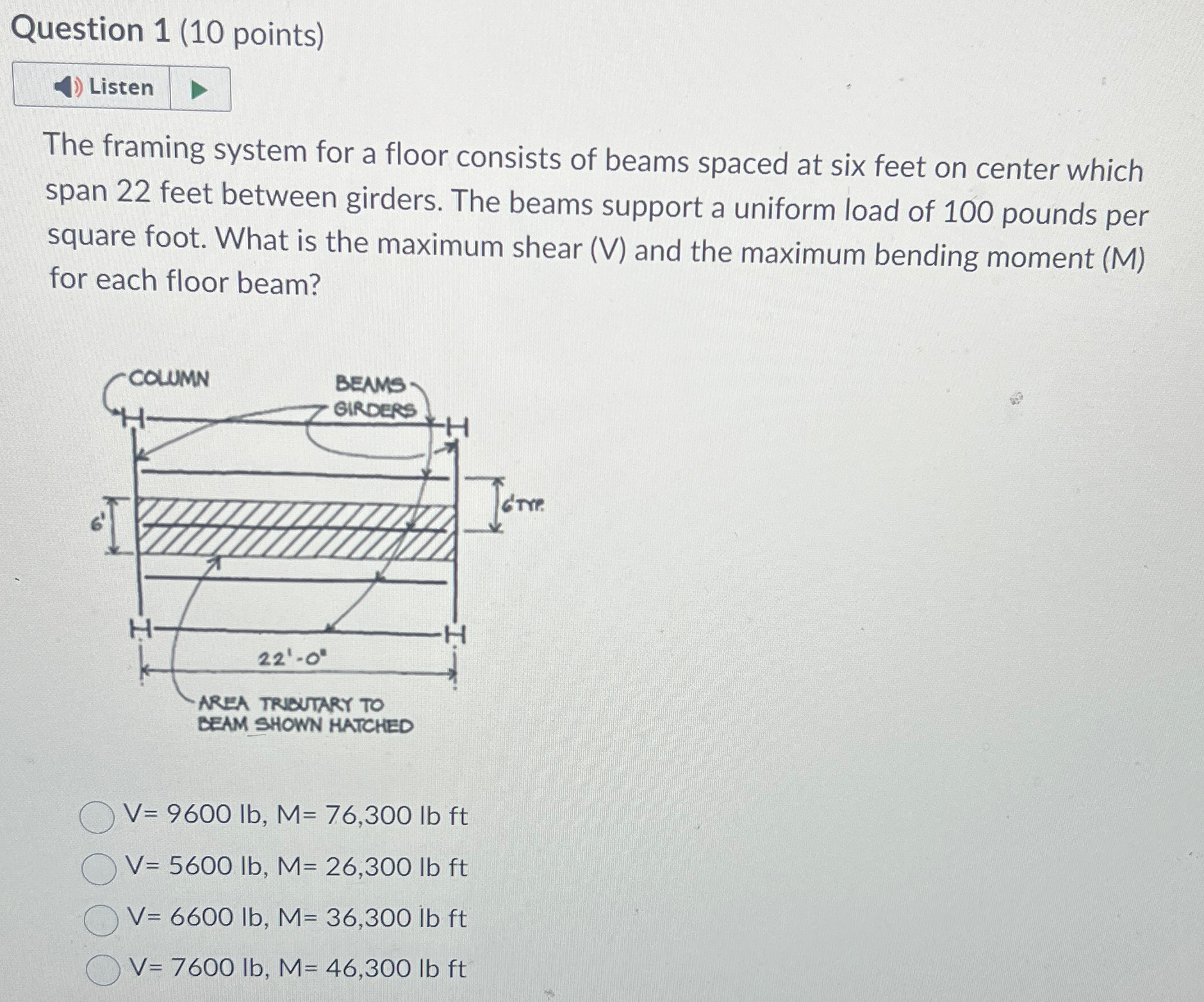 Question 1 ( 1 0 points ) The framing system for