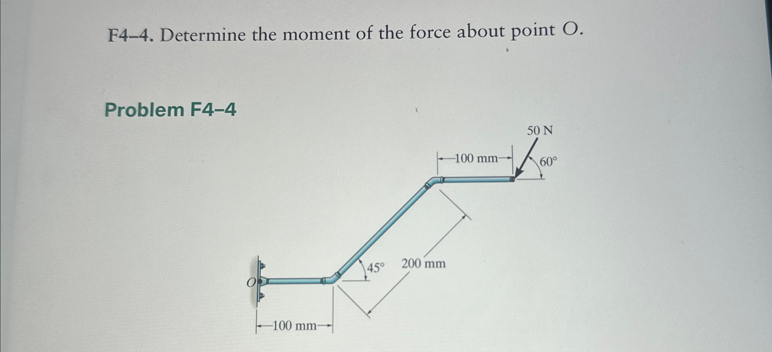 F 4 - 4 . Determine the moment of the force about
