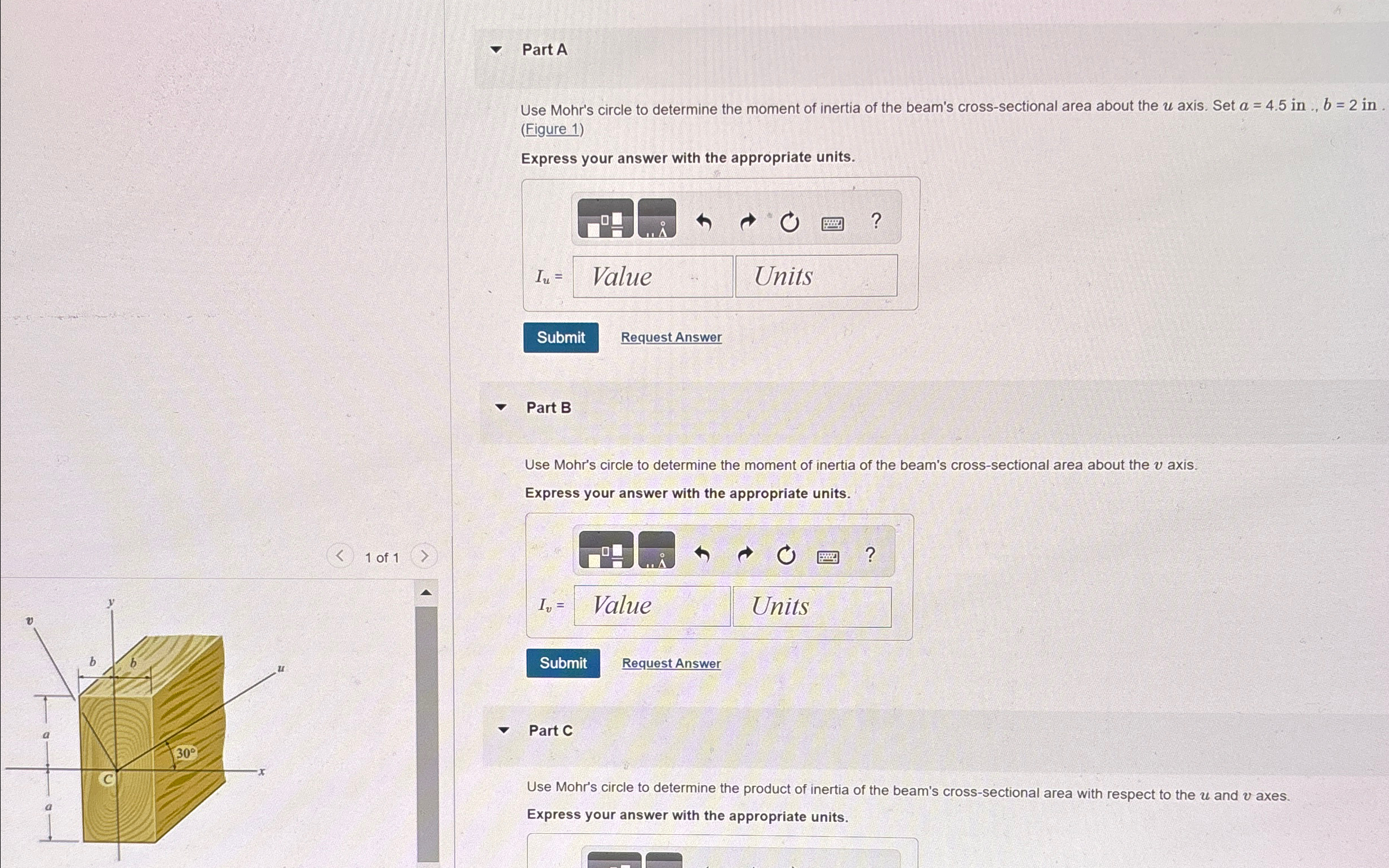 Part A Use Mohr's circle to determine the moment