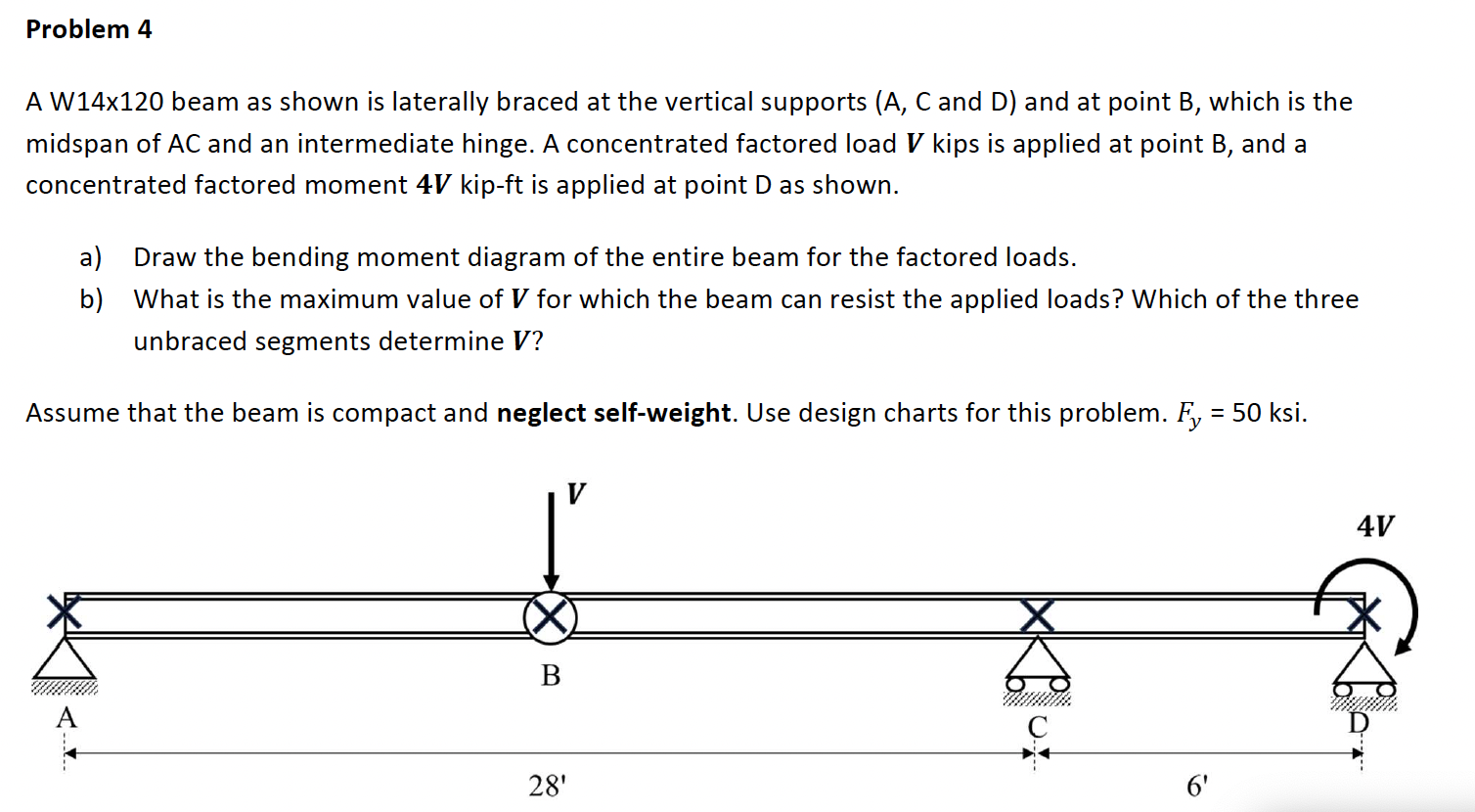 Problem 4 A W 1 4 x 1 2 0 beam as shown is