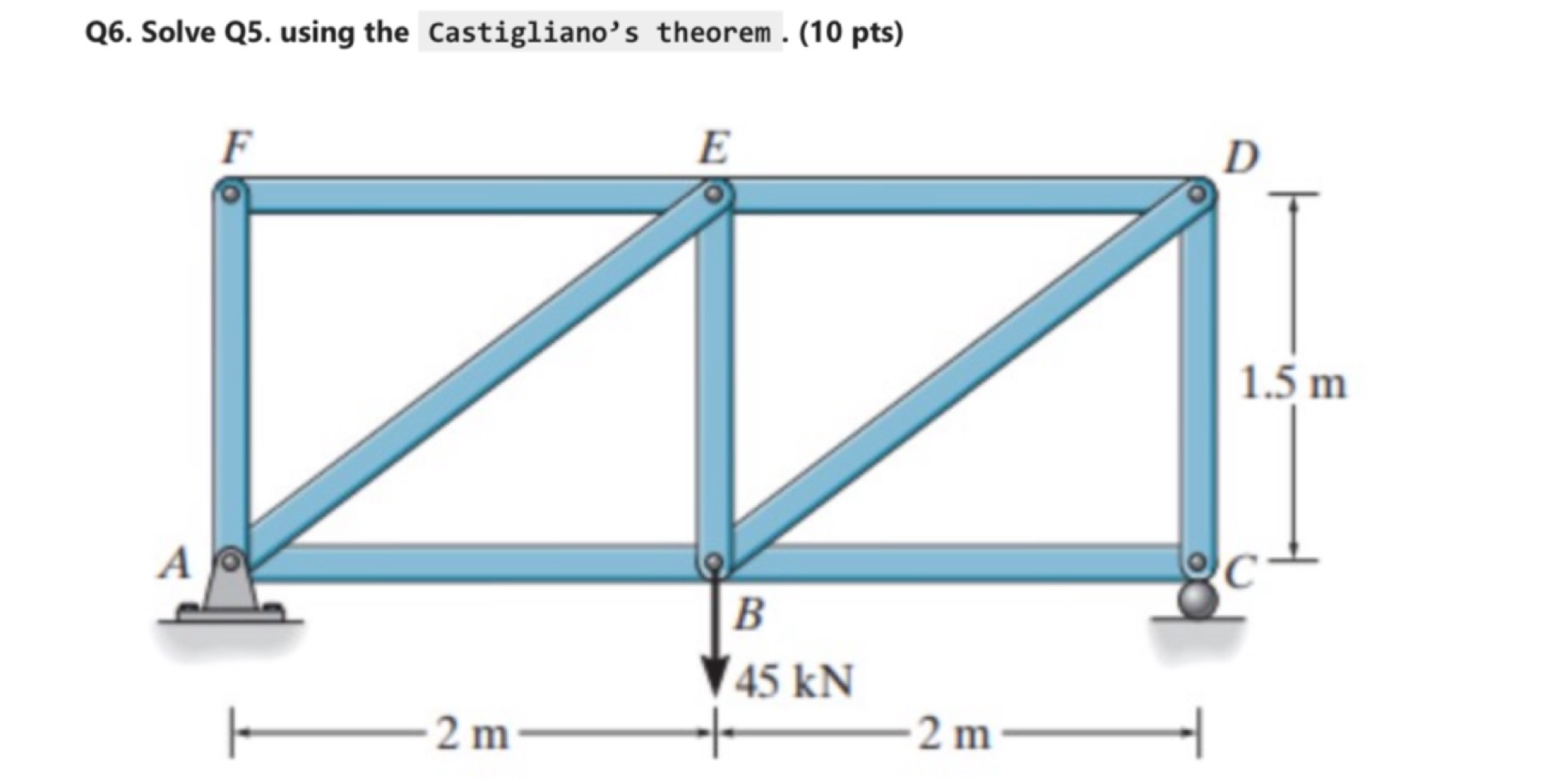 Q 6 . Solve Q 5 . using the Castigliano's theorem