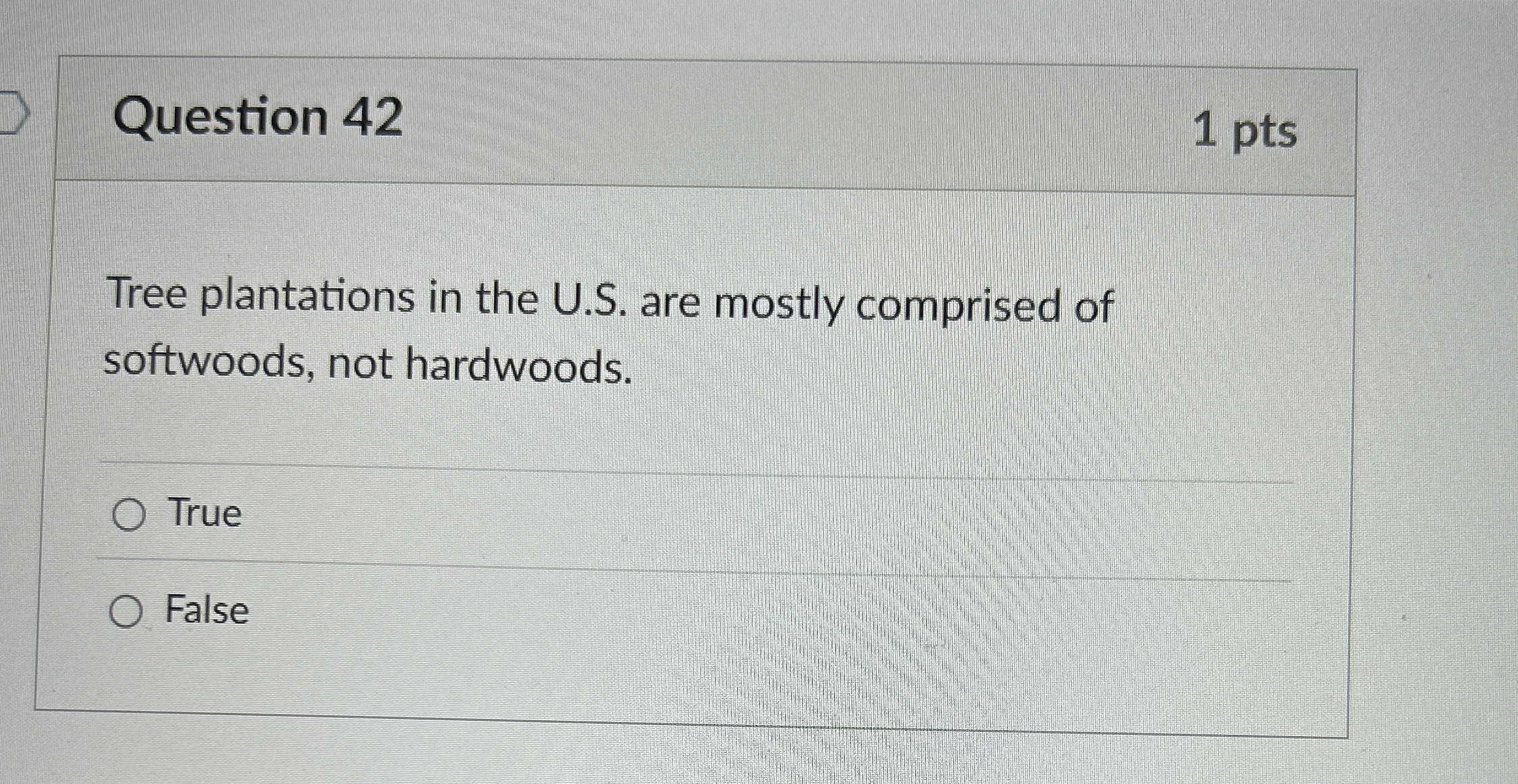 Question 4 2 Tree plantations in the U . S . are