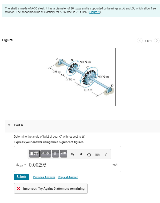The shaft is made of A - 3 6 steel. It has a