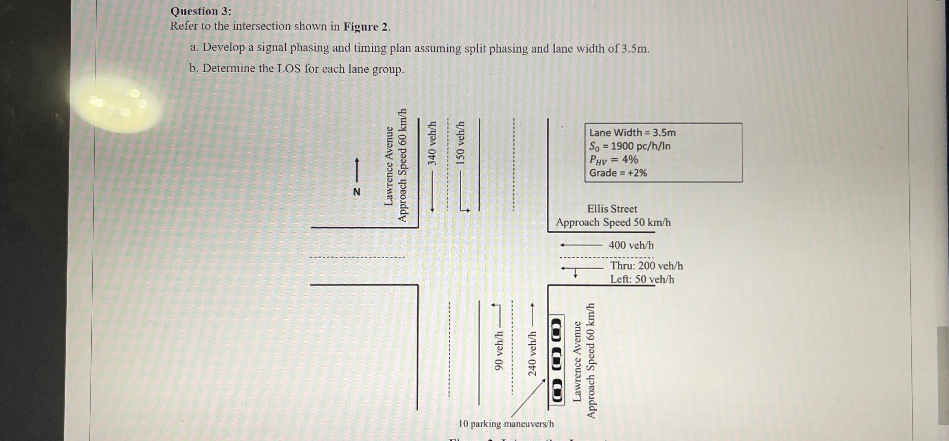 Question 3 : Refer to the intersection shown in