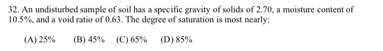 An undisturbed sample of soil has a specific