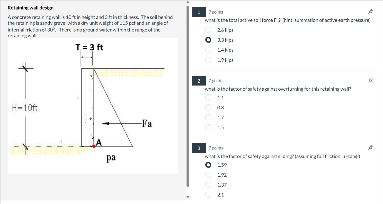 what is the total active soil force F a ? ( hint: