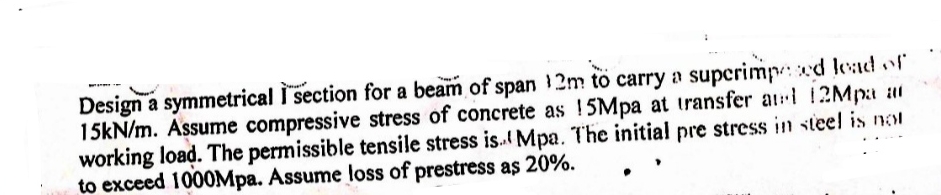 Design a symmetrical I section for a beam of span