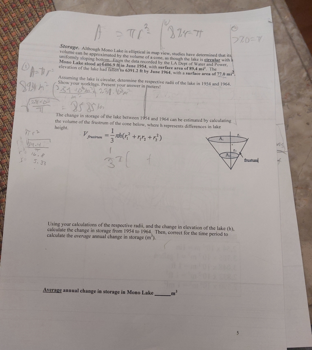 Storage. Although Mono Lake is elliptical in map